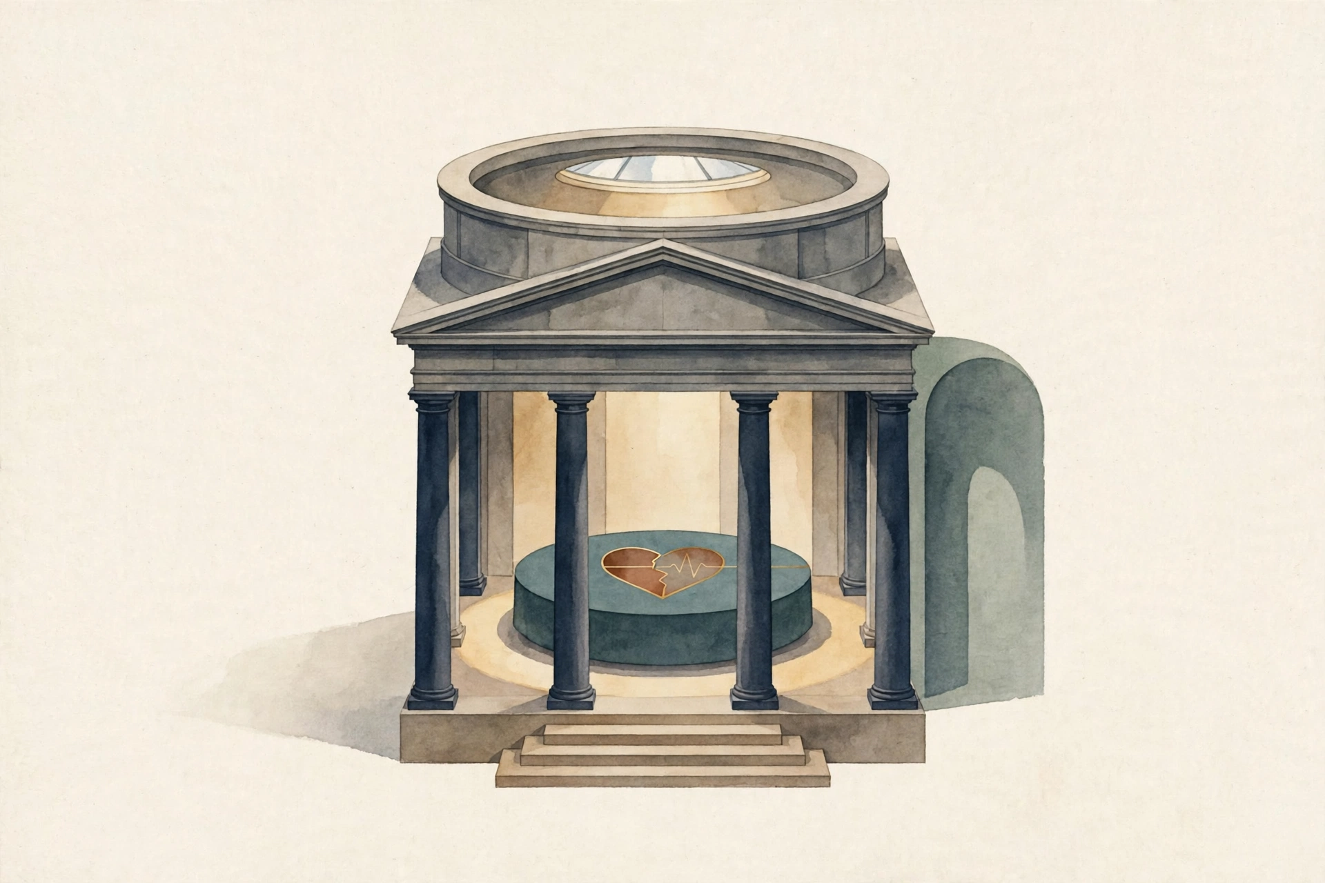 AI-generated minimal editorial illustration (not a photograph): Coroner Rules Child's Hospital Death Was Preventable