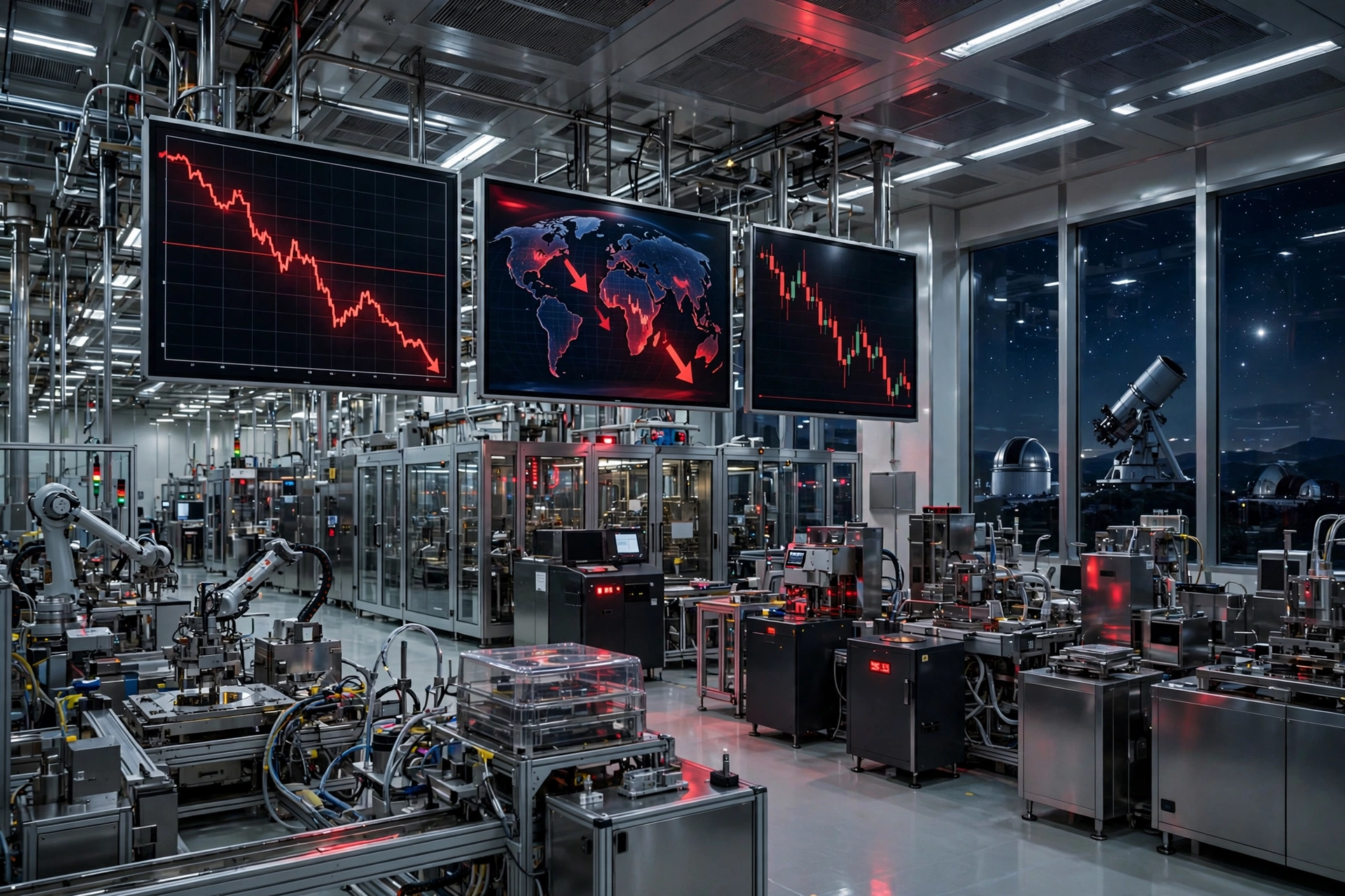 AI-generated illustration (not a photograph) of the setting of this story: AI stocks plunge 11% as inflation data triggers global sell-off
